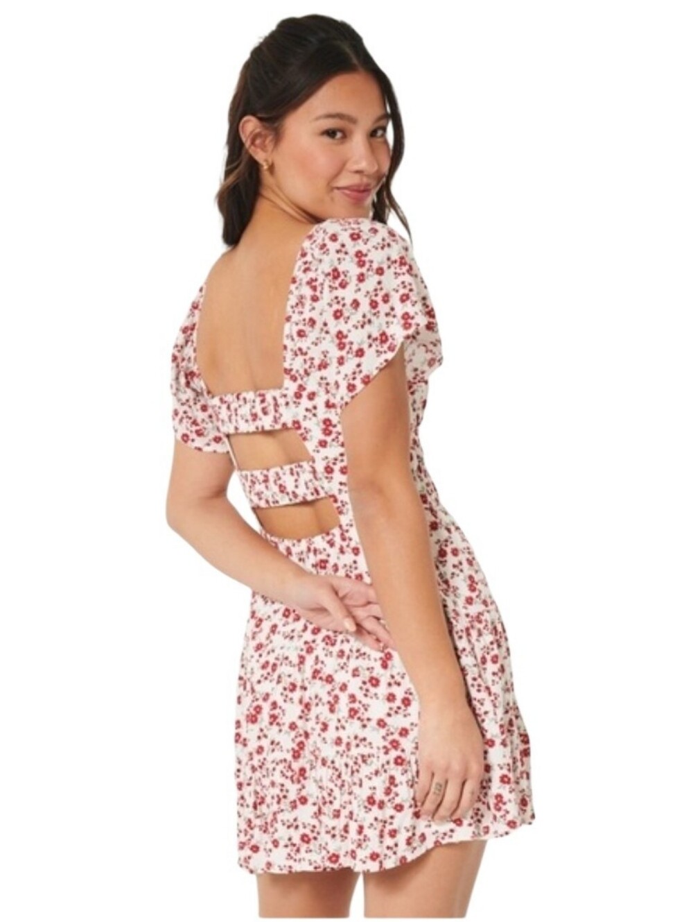 Hollister Floral Open Back Channeled Skort Dress Women's Size Small